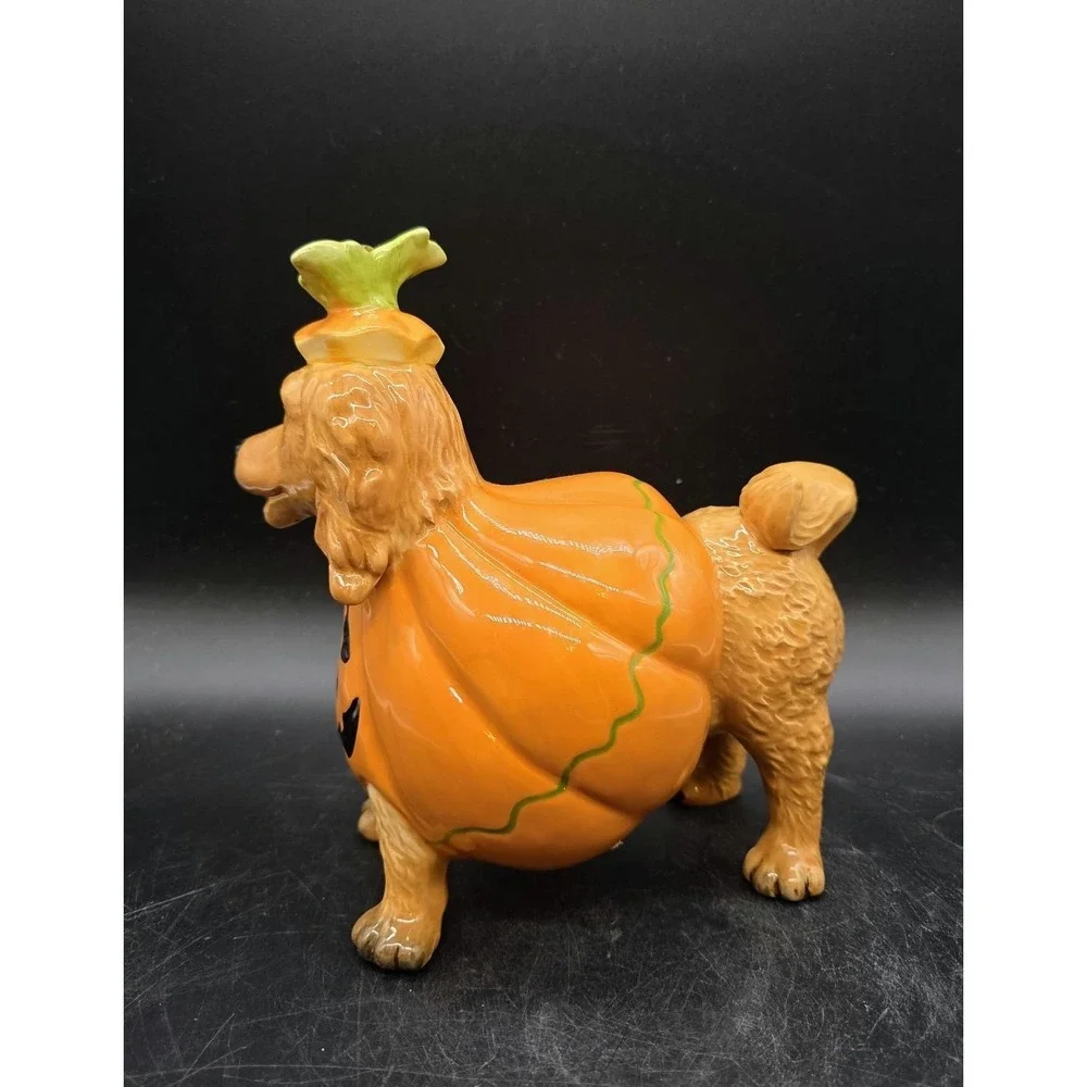 Blue Sky Clayworks Heather Goldminc Ceramic Dog In Pumpkin Costume Figurine